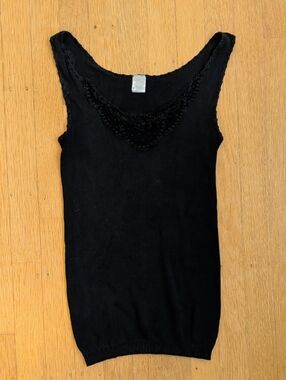 Hanro Black Silk Lace-Trim Tank Top
